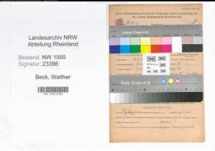 Entnazifizierung Walther Beck, geb. 22.07.1902 (Kaufm.Angest.)
