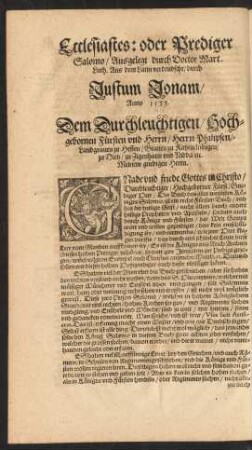 Ecclesiastes: oder Prediger Salomo ...