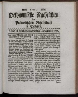 XXXVIII. Stück. Sonnabends den 20 September 1777.