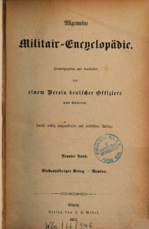 Allgemeine Militair-Encyclopädie. 9, Siebenjähriger Krieg - Venloo