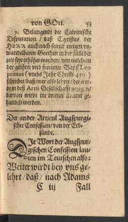 Der ander Articul Augspurgischer Confession/ von der Erbsünde
