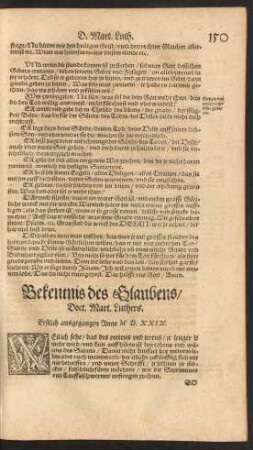 Bekentnis des Glaubens ... Erstlich ausgegangen Anno M D. XXIX.