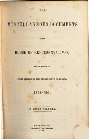 House documents. [131,1.] 1859/60 (1860) = Congress 36, Sess. 1