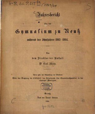 Jahresbericht. 1863/64
