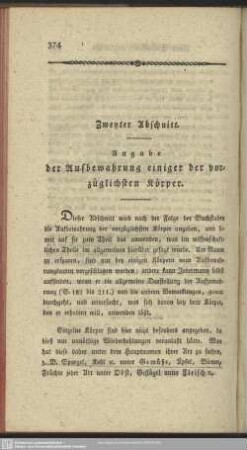 Zweyter Abschnitt. Angabe der Aufbewahrung einiger der vorzüglichsten Körper