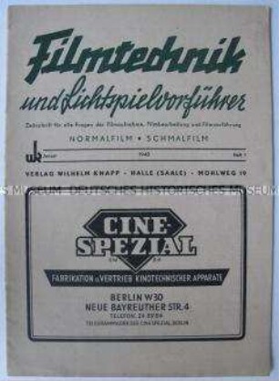Fachzeitschrift für Kino und Film "Filmtechnik und Lichtspielvorführer"