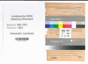 Entnazifizierung Leonhard Hamecher , geb. 27.02.1893 (Verwaltungsbeamter)