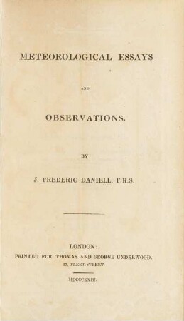 Meteorological essays and observations