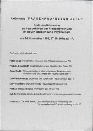 Frauenprofessur jetzt
