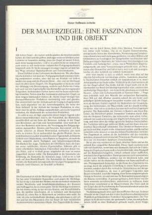 Der Mauerziegel: Eine Faszination und ihr Objekt