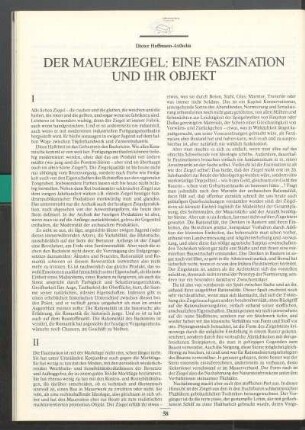 Der Mauerziegel: Eine Faszination und ihr Objekt