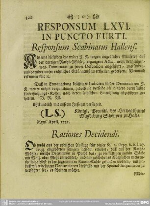 Responsum LXVI. In Puncto Furti