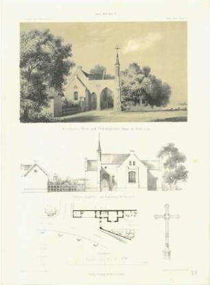 Grafik "Friedhofs-Thor und Todtengräber-Haus in Wielkalaka"
