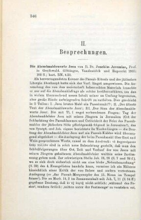 546-547 [Rezension] Jeremias, Joachim, Die Abendmahlsworte Jesu