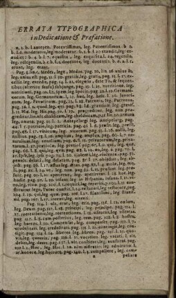 Errata Typographica in Dedicatione & Præfatione.