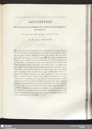 Description des végétaux fossiles du terrain de sédiment supérieur, cités dans la description géologique du bassin de Paris