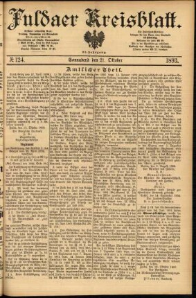 Erste Ausgabe vom Samstag, den 21. Oktober 1893.