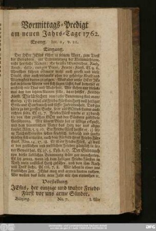 [No. 7.] Vormittags-Predigt am neuen Jahrs-Tage 1762. Evang. Luc. 2, v. 21.