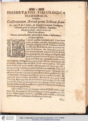 DISSERTATIO THEOLOGICA INAUGURALIS ...
