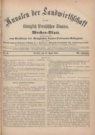 No. 15. Berlin, den 10. April 1867. VII. Jahrgang.