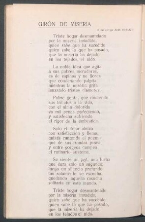 Girón de misera : A mi amigo José Corizzo