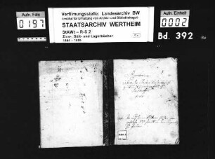 Repertorium über die Kloster Bronnbachischen Gült- und Zinsgefälle zu Tiefenthal
