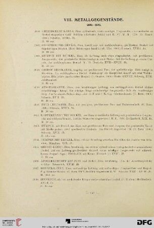 VIII. Metallgegenstände (Nr. 2046 - 2245)
