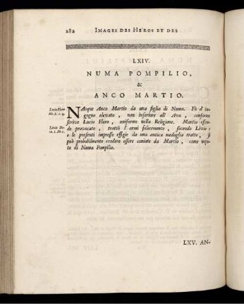 LXIV. Numa Pompilio, & Anco Martio. [ ... mit Abbildungsbeschreibung.]