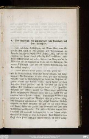 1. Das Reisebuch des Schiltberger, sein Vaterland und seine Vaterstadt.