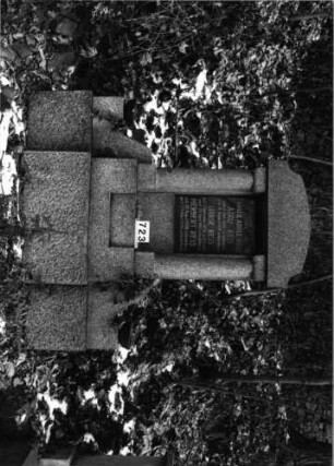 Grabstein 723 (Index: 100091169) Material: Granit Zustand: gut Maße HxBxT: 230x200x32 cm Beschreibung: doppelt, aufgesock. St/eingezog. Segmentbogenabschl. m. Verdach/von 2 Säulen gestützt: Grabstein 723