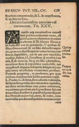 De excusationibus tutorum vel curatorum. Tit. XXV.