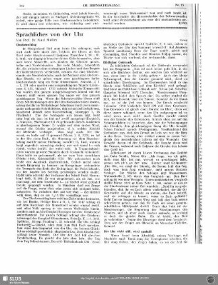 Sprachliches von der Uhr