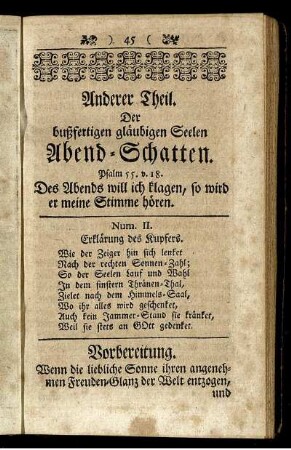 Anderer Theil. Der bußfertigen gläubigen Seelen Abend-Schatten.