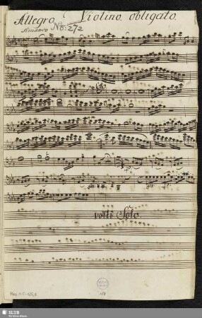 Violino obligato: 272. Aria: Parvi udire il poverino / Sarti, G.