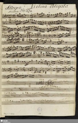 Violino obligato: 272. Aria: Parvi udire il poverino / Sarti, G.