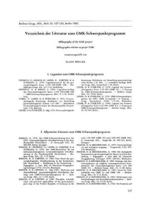 Verzeichnis der Literatur zum GMK-Schwerpunktprogramm