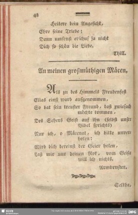 An meinen großmüthigen Mäcen