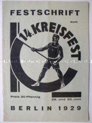 Festschrift zum 14. Kreisfest der Arbeitersport- Opposition, mit Aufruf zur Einheit der Arbeitersportbewegung