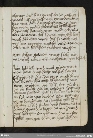 87r-88r: Gebet zum Angesicht Christi (Nachtrag von N7, Ende 15. Jh.)
