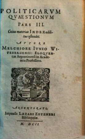 Politicarum quaestionum ... pars ..., 3