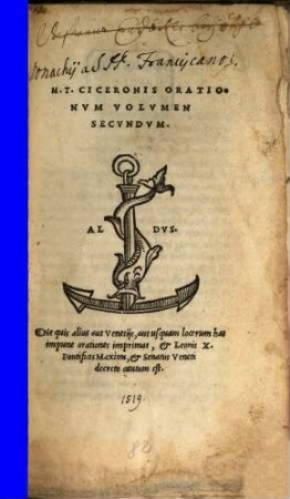 M. T. Ciceronis Orationvm Volvmen ..., 2