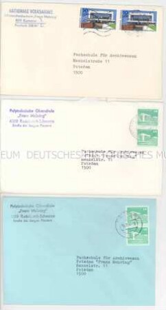 Glückwunschkarten von Franz-Mehring-Namensträgern an die Fachschule für Archivwesen