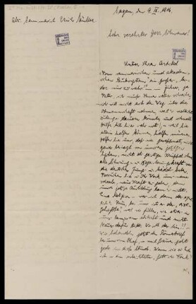 Brief von Erich Müller an Wilhelm Schwaner