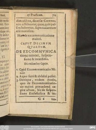 Caput Decimum Quartum. De Excommunicatione minori, suspensione & interdicto.