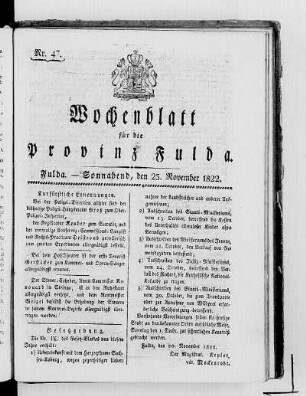 Nr. 47, Ausgabe vom 23. November 1822