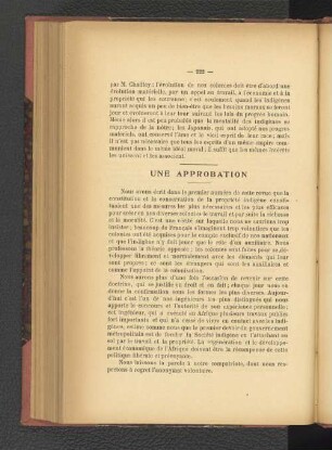 Une Approbation.