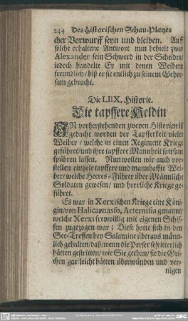 Die LIIX. Historie. Die tapffere Heldin