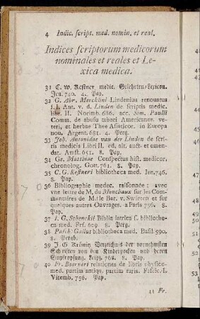 Indices scriptorum medicorum nominales et reales et Lexica medica.