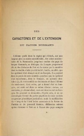 Des caractères et de l'extension du patois normand : étude de phonétique et d'ethnographie