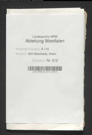 Meschede: Verzeichnis der Belehnungen 1578. 1603. 1612. 1616